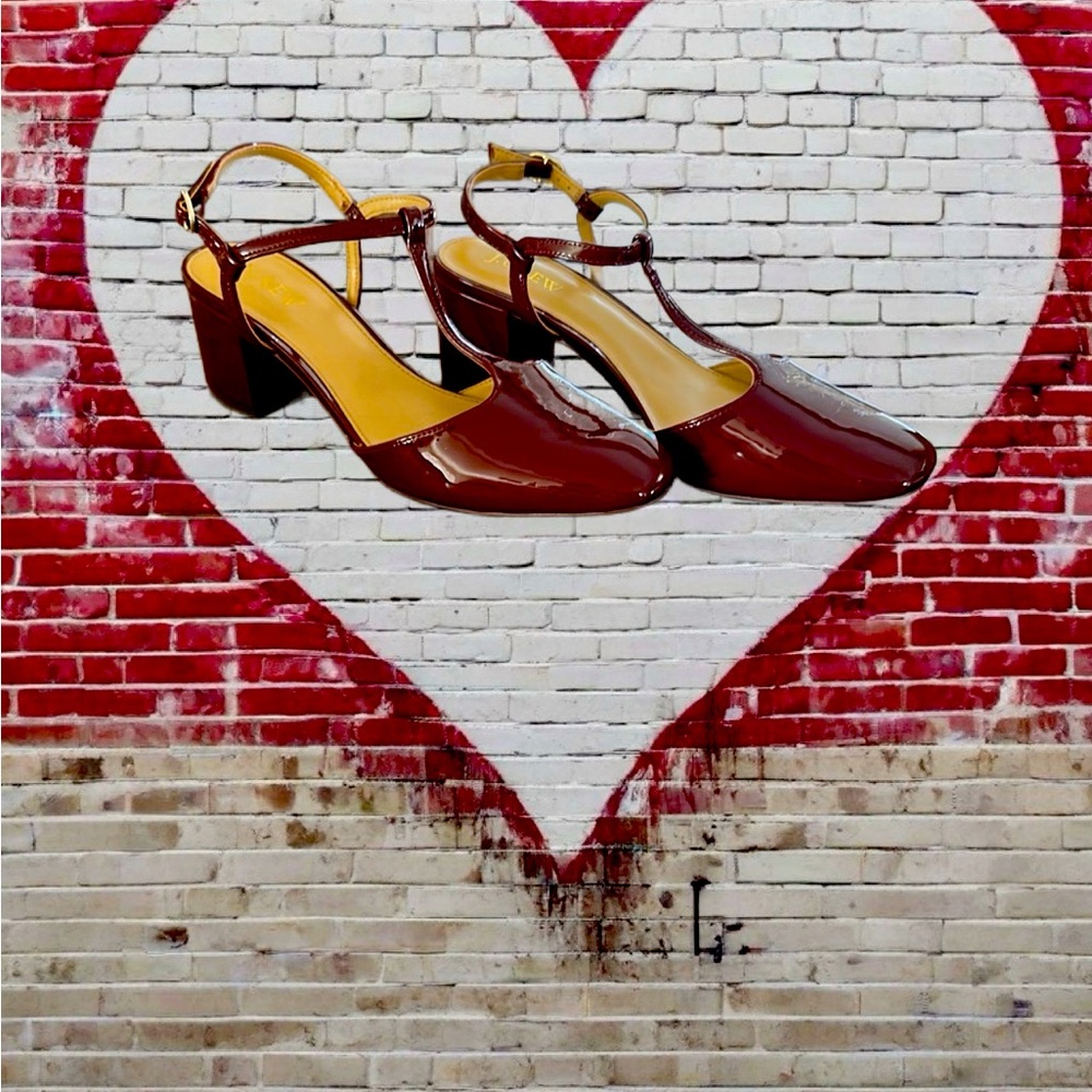 J.Crew Vintage Burgundy T-Strap Heels